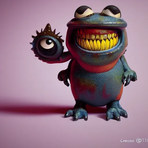 Image similar to autochrome photo of cute monster toy by Chris Ryniak, realistic, octane render