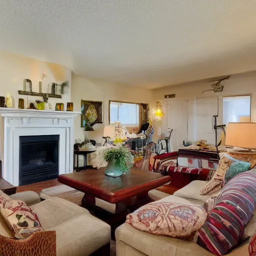 Prompt: a real estate home interior photo. there is a ghost sitting in a chair, almost unseen.