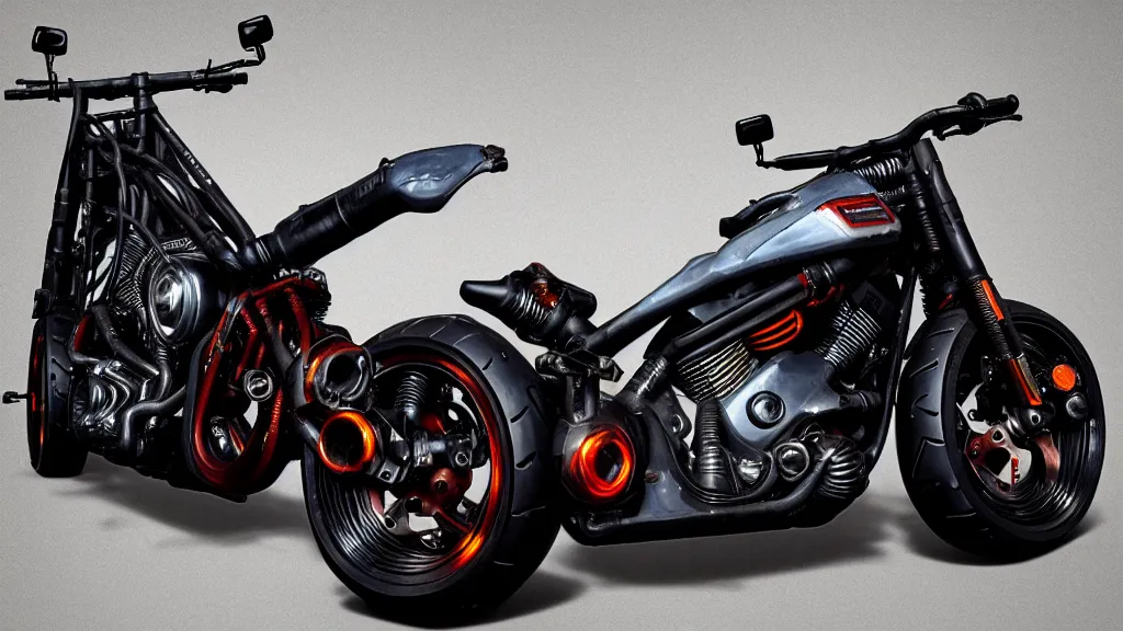 Prompt: cyberpunk harley davidson motorcycle