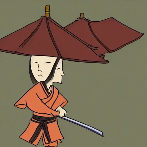 Image similar to a samurai arriving home after a long day of work