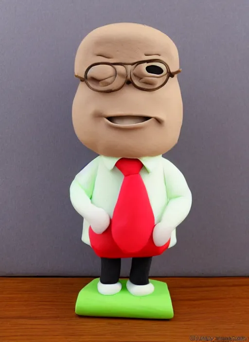 Image similar to money cartoon character with tie, 3 d clay figure, kawaii