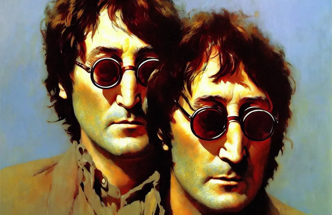 Prompt: portrait of john lennon!!!!!!!!!!!!!!!!!!!!!!!!!!!, detailed face, detailed painting,, epic lighting, by ilya repin, phil hale and kent williams