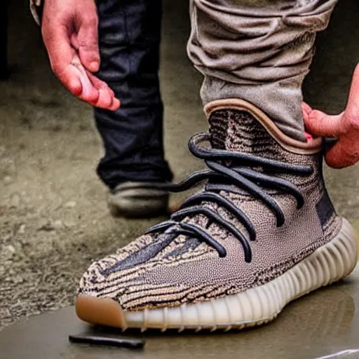 Image similar to archaeologists find a mummy wearing yeezy boost 3 5 0 v 2