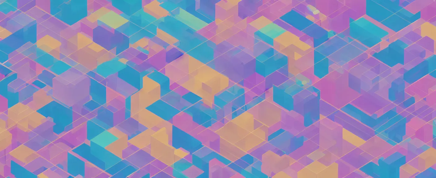 Image similar to wallpaper, large pastel, isometric concept art