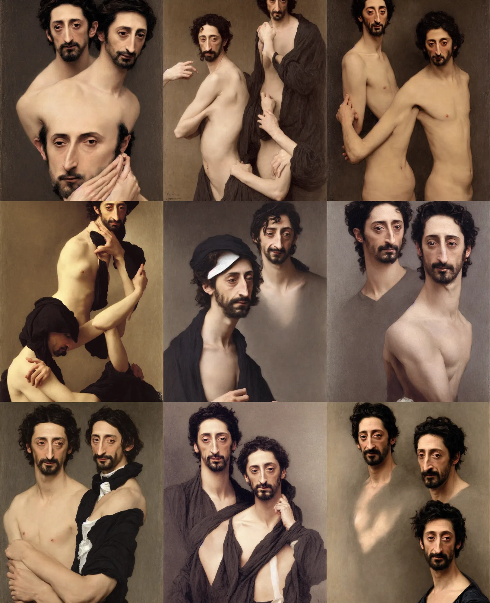 Image similar to portrait of adrien brody by william bouguereau