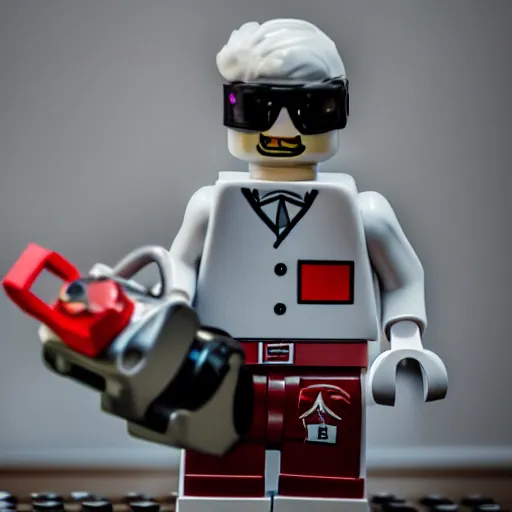 Prompt: Hyperrealistic Lego man, DSLR photo
