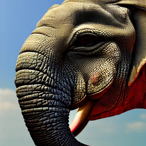 Prompt: profile of an elephant!!! iguana!! hybrid, bold natural colors, masterpiece, trending on artstation, photograph