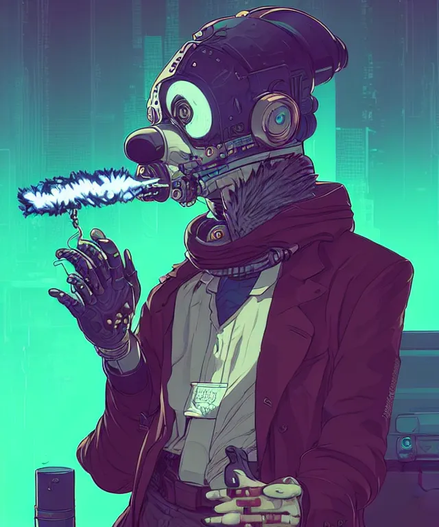 Image similar to a portrait of an anthropomorphic cyberpunk badger smoking a cigar, cyberpunk!, fantasy, elegant, digital painting, artstation, concept art, matte, sharp focus, illustration, art by josan gonzalez