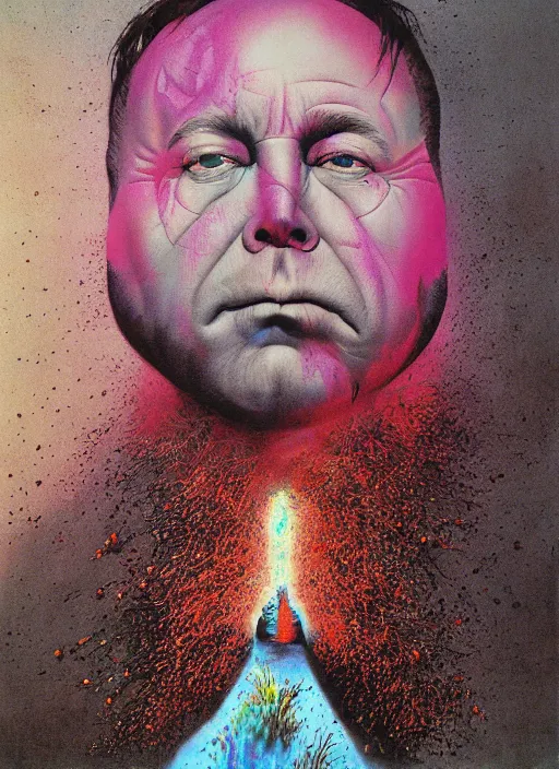 Image similar to alex jones by zdzislaw beksinski and lisa frank