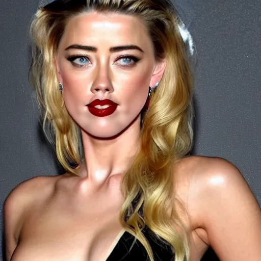 Image similar to a gourd shaped to look like the face of amber heard intercross hybrid mix