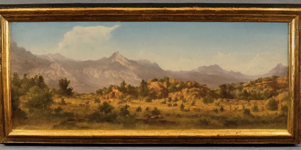 Prompt: American West scenery, XIXth century painting, no frame