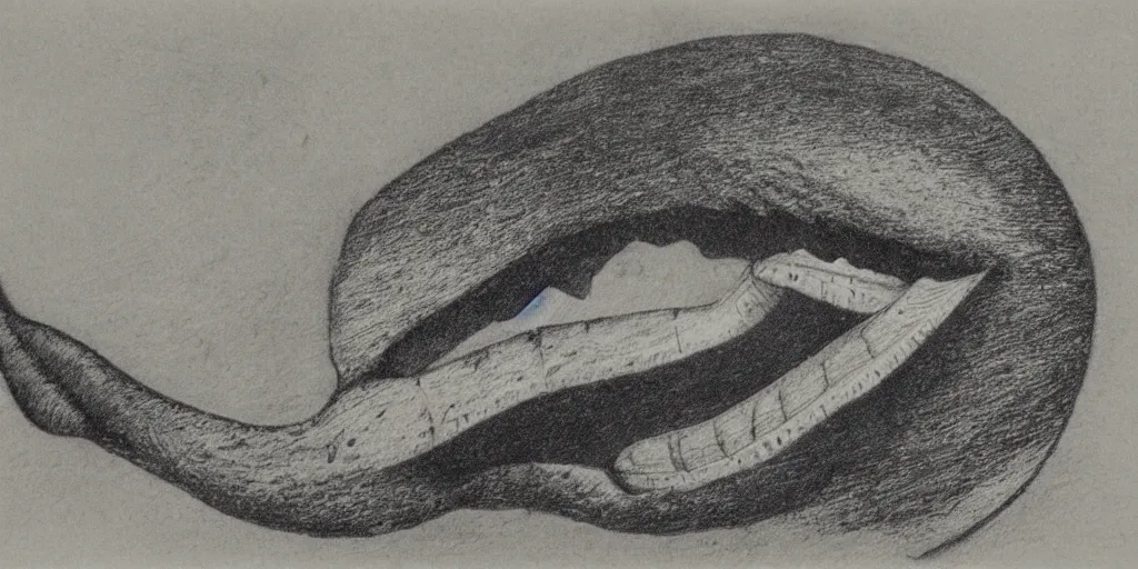 Prompt: pencil etching of a whale with pointed monstrous teeth, highly detailed