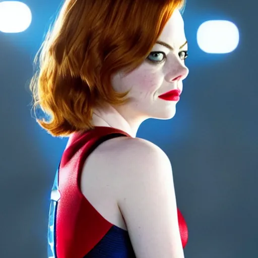 Image similar to Emma Stone as captain America