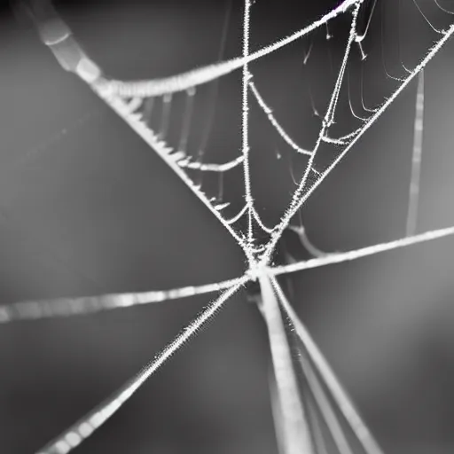 Image similar to dewdrops on spiderweb, award winning black and white photography