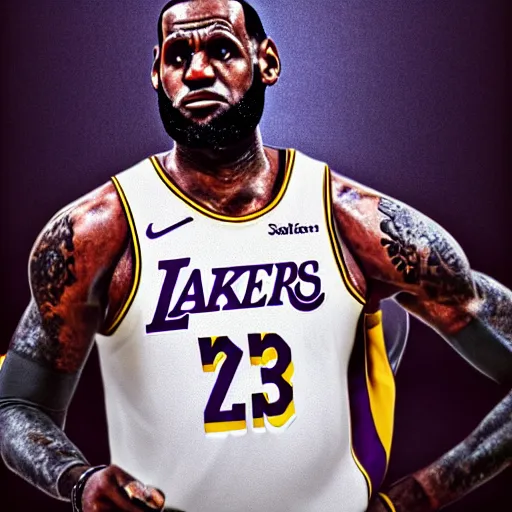 Image similar to lebron james struggling to read a book with a sad angry face at a lakers game except they're all golfing, 8 k by james gurney artstation hyperrealism photo - realistic photography volumetric lighting