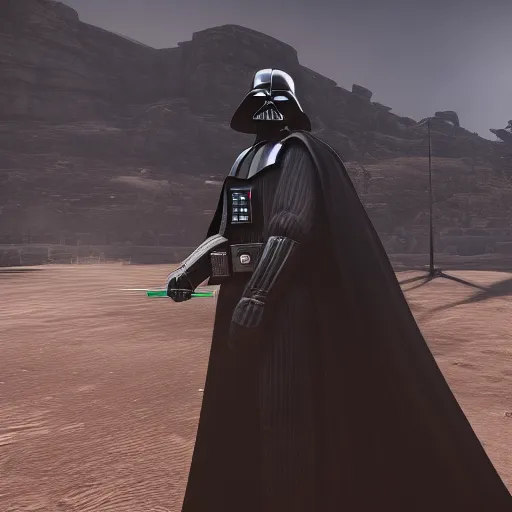 Prompt: Darth Vader as seen in Red Dead Redemption 2