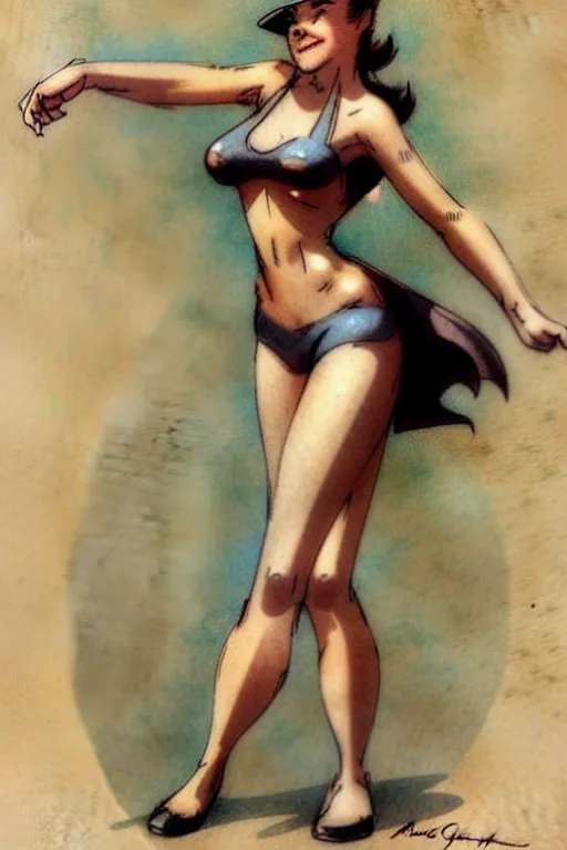 Image similar to (((((1950s adventure bikini girl character illustration. muted colors.))))) by Jean-Baptiste Monge !!!!!!!!!!!!!!!!!!!!!!!!!!!