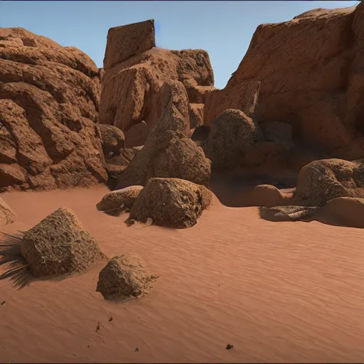 Prompt: Turok game set in a desert, rendered in Unreal Engine 5