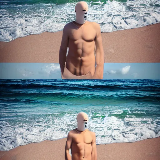 Prompt: nosferatu puting sunscreen on his body on the beach, realistic detailed photography