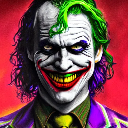Image similar to an extremely psychedelic portrait of the joker as batman, surreal, lsd, face, detailed, intricate, elegant, lithe, highly detailed, digital painting, artstation, concept art, smooth, sharp focus, illustration,