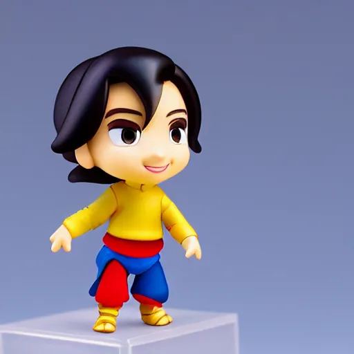 Prompt: pixar aladdin as nendoroid, side view, 8 k hd dof, kodak film,