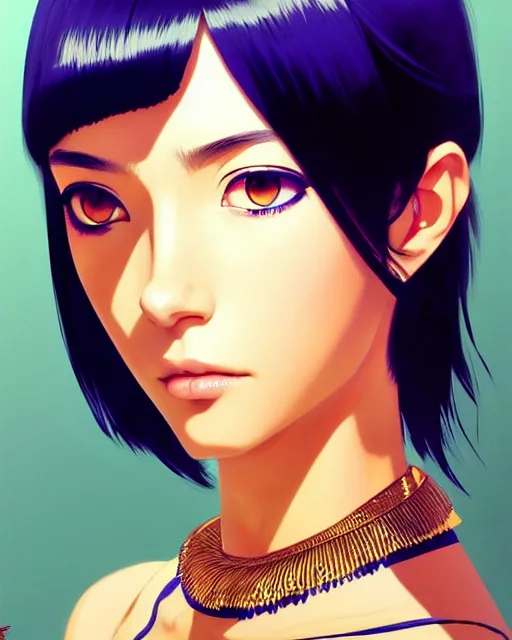 Image similar to portrait of cleopatra | | very very anime!!!, fine - face, audrey plaza, realistic shaded perfect face, fine details. anime. realistic shaded beautiful lighting poster by ilya kuvshinov katsuhiro otomo ghost - in - the - shell, magali villeneuve, artgerm, jeremy lipkin and michael garmash and rob rey