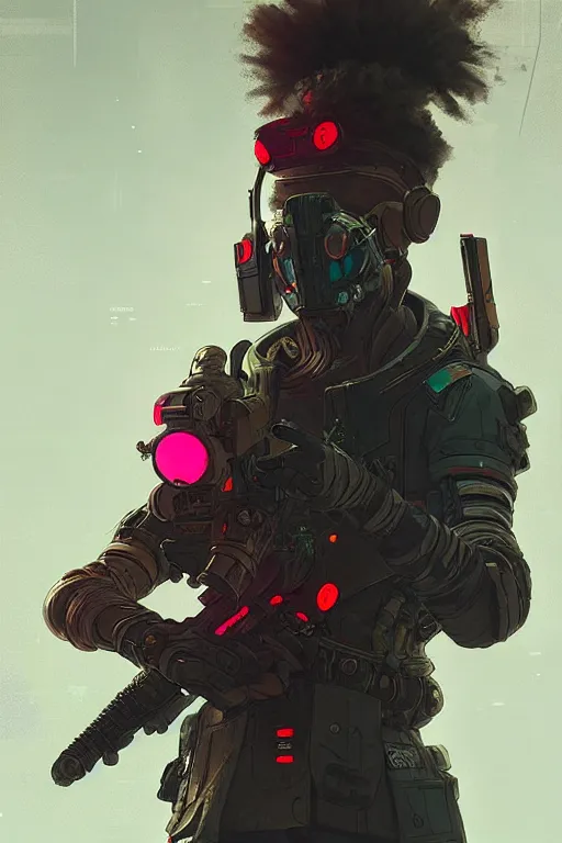 Image similar to soldier from apex legends, cyberpunk futuristic neon. decorated with traditional japanese ornaments by ismail inceoglu dragan bibin hans thoma greg rutkowski alexandros pyromallis nekro rene maritte illustrated, perfect face, fine details, realistic shaded, fine - face, pretty face