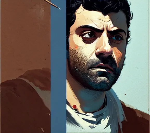 Prompt: portrait of portrait, oscar isaac as an emperor, by atey ghailan, by greg rutkowski, by greg tocchini, by james gilleard, by joe fenton, by kaethe butcher, by ashley wood, dynamic lighting, gradient light blue, brown, blonde cream and white color scheme, grunge aesthetic
