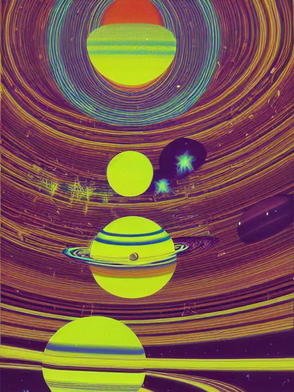 Image similar to A psychedelic poster of Saturn by Wes Wilson
