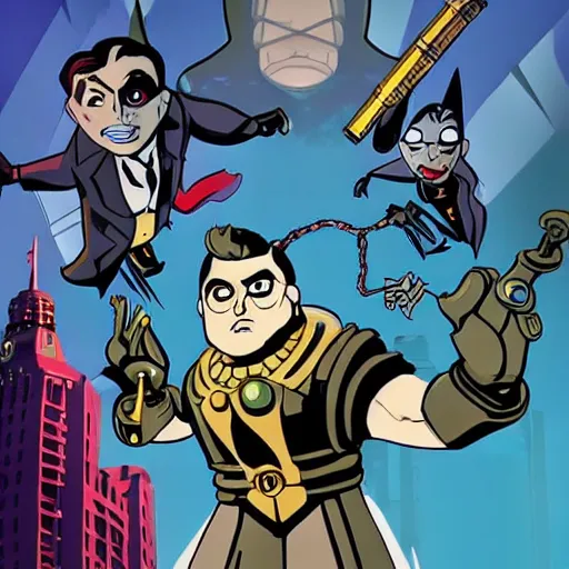 Image similar to bioshock : the animated series, in the style of batman the animated series