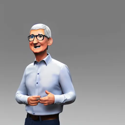 Image similar to Pixar style 3d render of Tim Cook