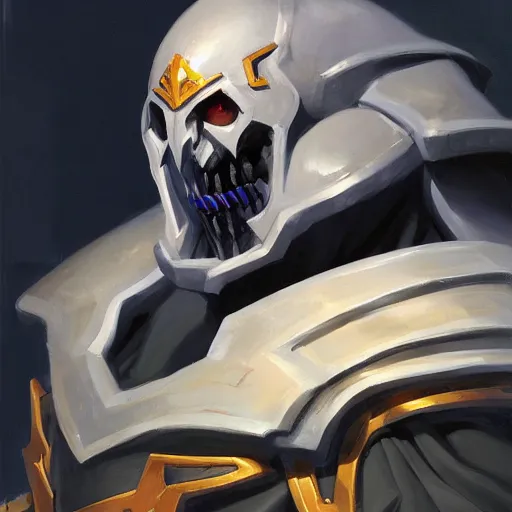 Image similar to greg manchess portrait painting of armored ainz ooal gown aka momon as overwatch character, medium shot, asymmetrical, profile picture, organic painting, sunny day, matte painting, bold shapes, hard edges, street art, trending on artstation, by huang guangjian and gil elvgren and sachin teng