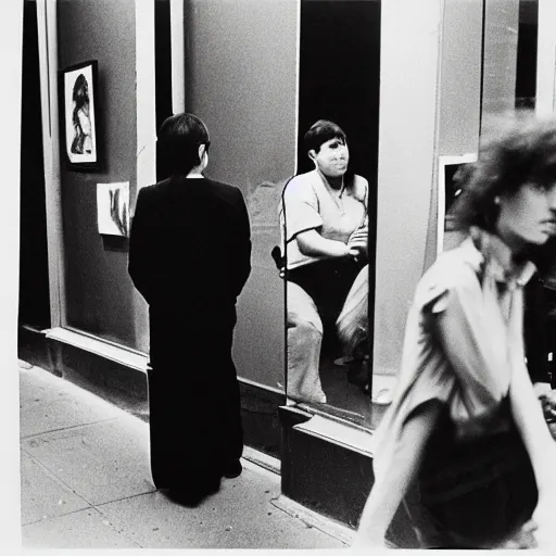 Prompt: a film photography of a the art scene in new york city in the 1 9 7 0 s by diane arbus