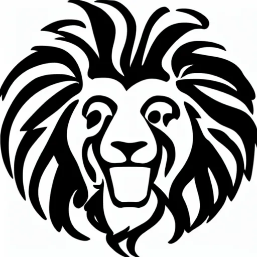 Image similar to minimal vector logo of a laughing lion head