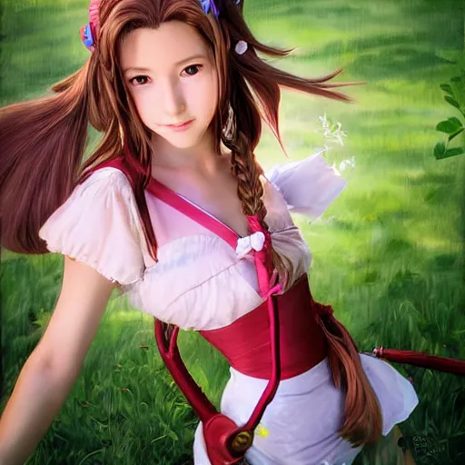 Image similar to aerith gainsborough by chengwei pan