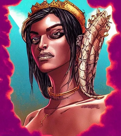 Image similar to “princess of Mars” character portrait, art by Martin Grip and Moebius