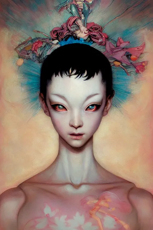 Image similar to prompt : figurative unique features ballerina portrait soft light painted by james jean and katsuhiro otomo and erik jones, inspired by akira anime, smooth face feature, intricate oil painting, high detail illustration, sharp high detail, manga and anime 1 9 9 9