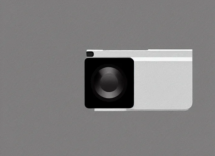 Prompt: orthographic view of minimalism camera designed by Dieter Rams, Naoto Fukasawa, designed by Apple, minimalism, front view, illustration