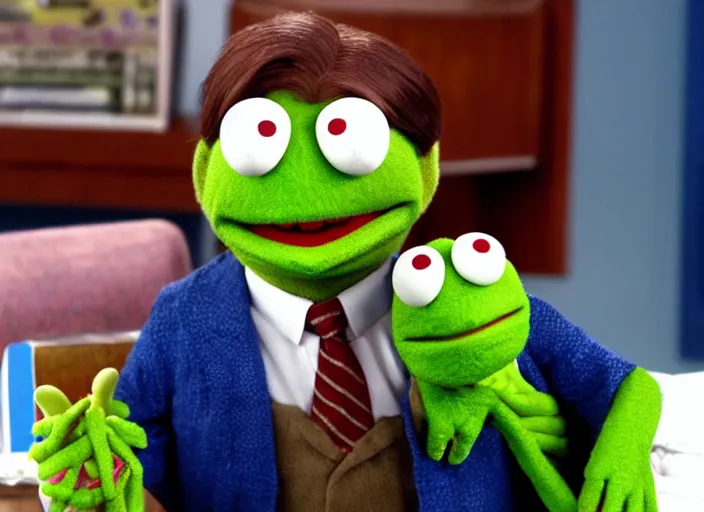 Image similar to film still of Dwight Schrute as a muppet from The Office, 4k