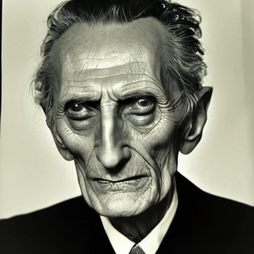 Prompt: dslr photo portrait still of peter cushing, 8 k, by diane arbus, man ray,