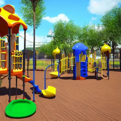 Image similar to cute playground unreal engine rendering 4k next-gen