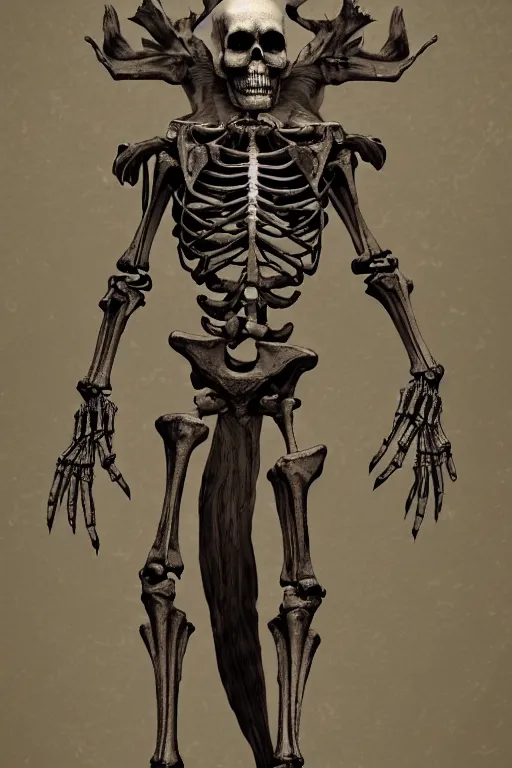 Prompt: skeletal king，victorian art，cinematic，3D，clear，extremely detailed, trending on artstation，physically based render