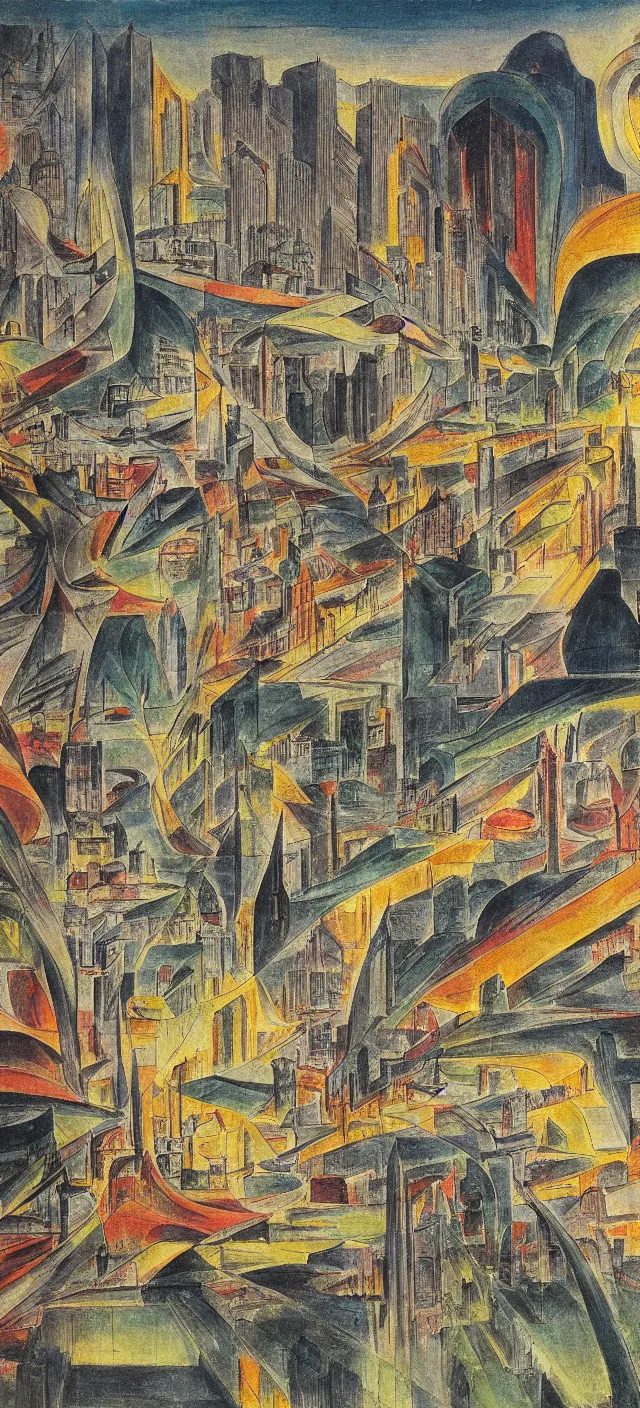 Image similar to a cityscape by william blake, colorful, futuristic