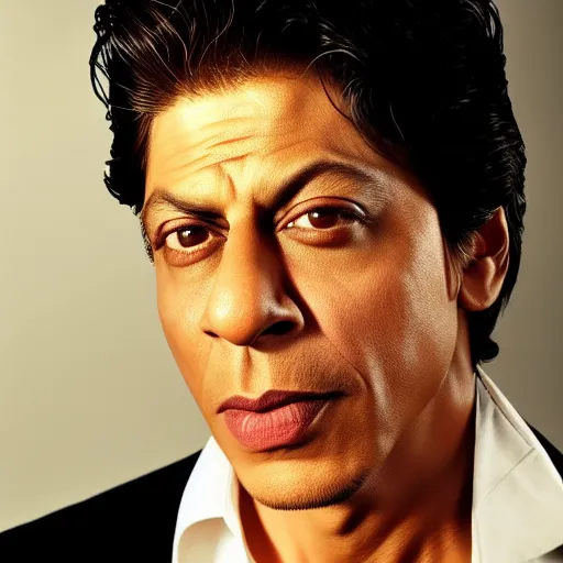 Prompt: a portrait of Shah Rukh Khan by Martin Schoeller, photorealistic, global lighting
