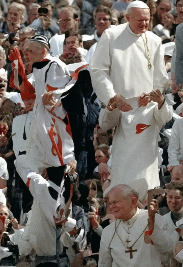 Image similar to john paul ii wearing nike air jordan 1 sneakers