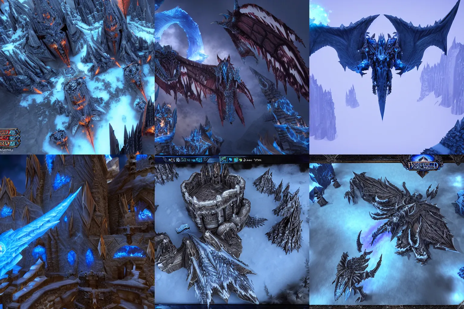 Prompt: Sindragosa, flying above icecrown citadel in the style of world of Warcraft, unreal engine 5