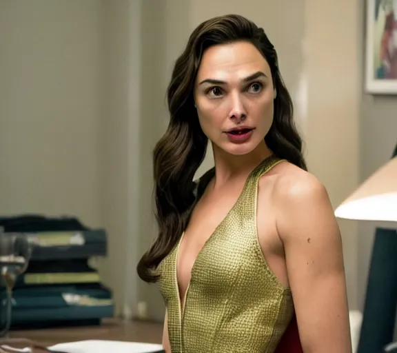 Image similar to Gal Gadot as Margot Robbie in the Wolf of Wall Street