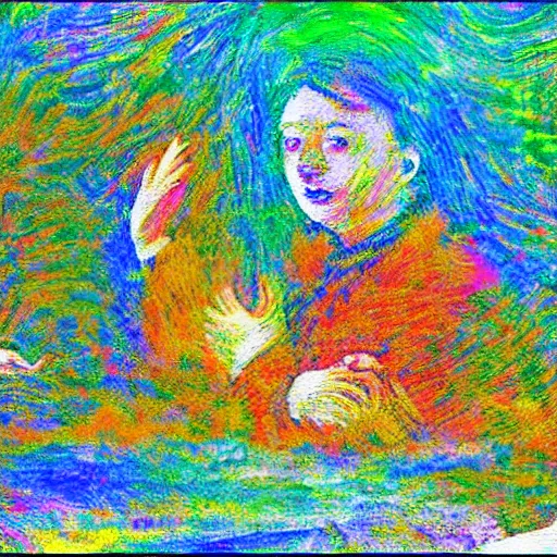 Prompt: AI reaches sentience, impressionist art