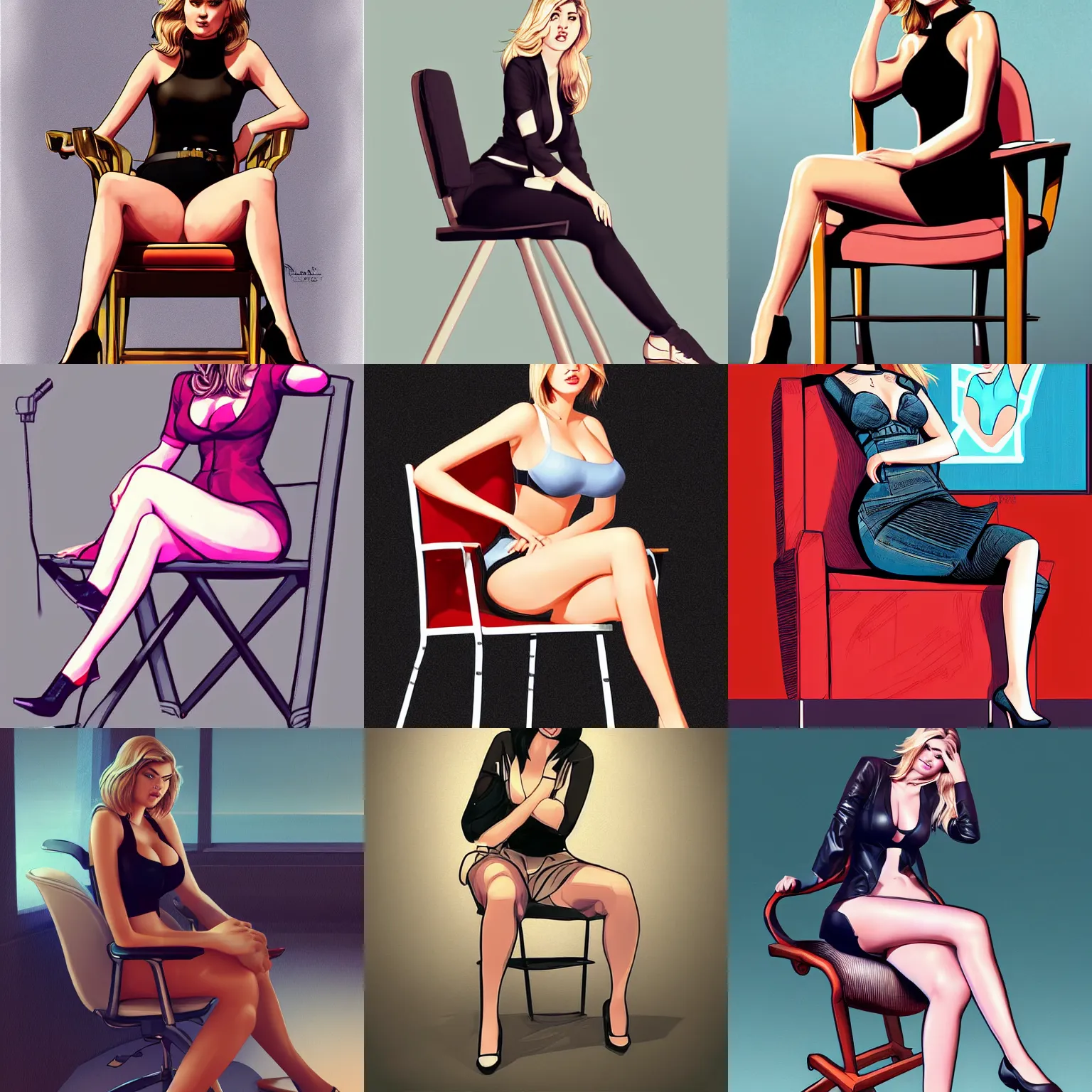 Prompt: kate upton sitting in a chair. high definition digital art, drawn in the style of Ross tran and ilya kuvshinov