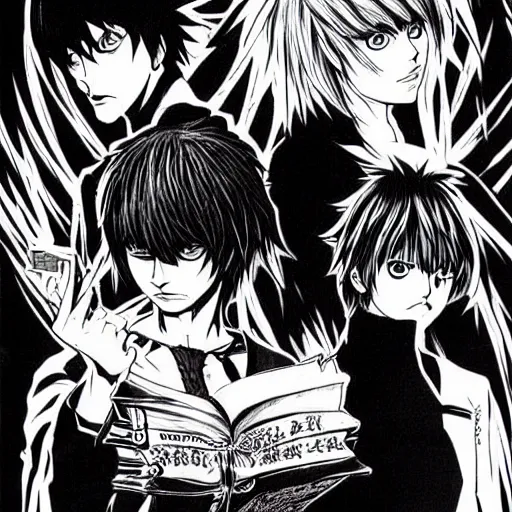 Prompt: Death Note 2 manga art unreleased